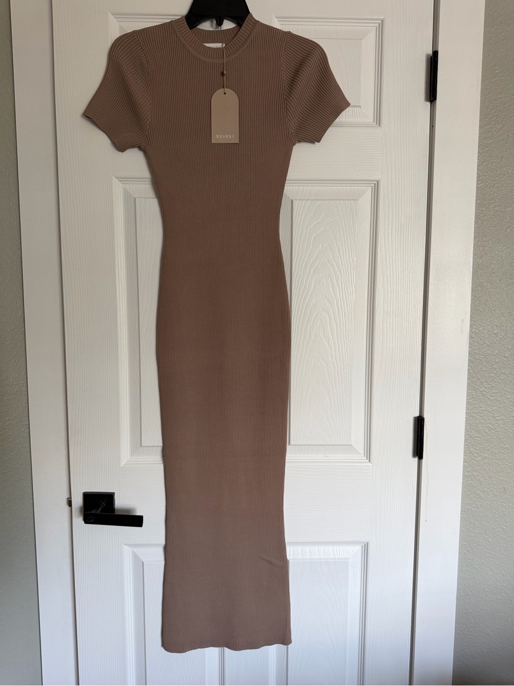 Meshki Ribbed Maxi Dress in Taupe Brown